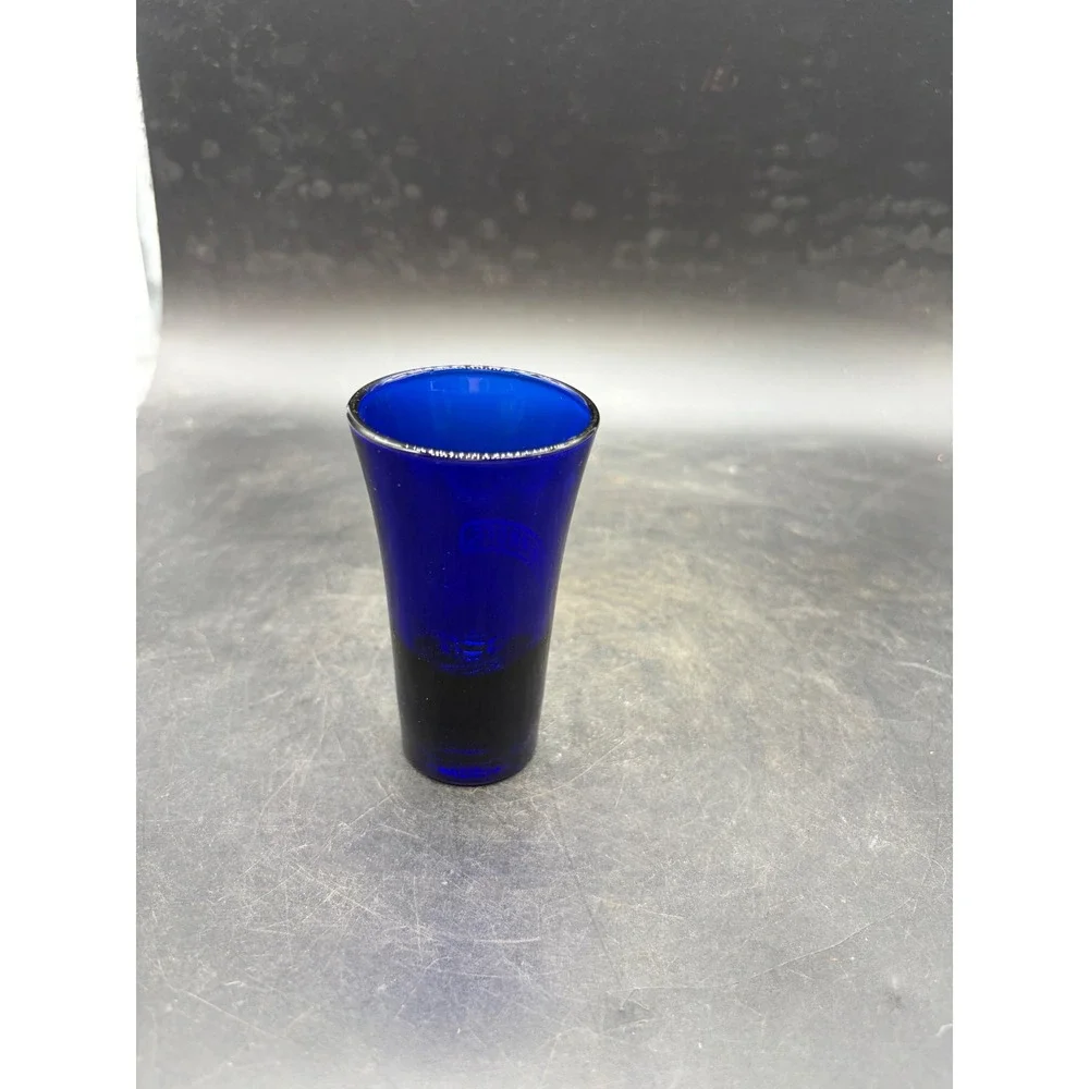 Smirnoff Vodka Cobalt Blue Glass Shot Glass Barware Collectible Logo